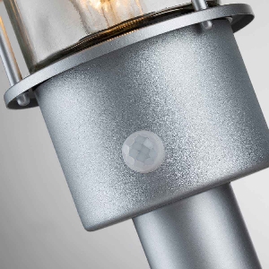 Elstead Klampenborg 1 Licht-Säule mit PIR - Silber KLAMPENBORG-PED-PIR-SIL