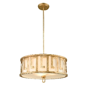 Elstead Lemuria 3 große Pendelleuchte mit Duo-Montage - Distressed Gold, elfenbeinfarbener Lampenschirm GN-LEMURIA-P-L
