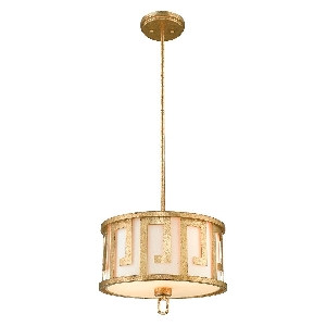 Elstead Lemuria 2 Light Medium Pendelleuchte - Distressed Gold, Elfenbeinfarbener Schirm GN-LEMURIA-P-M