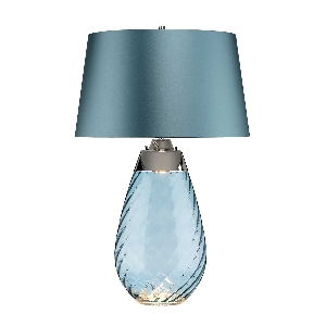 Elstead Lena 2 Light Large Blue Table Lamp - Blau getöntes Glas / Entenei blauer Schirm LENA-TL-L-BLUE