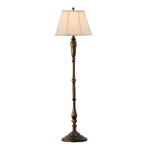 Elstead Lincolndale 1 Light Floor Lamp - Astral Bronze with Natural Shade FE-LINCOLNDALE-FL