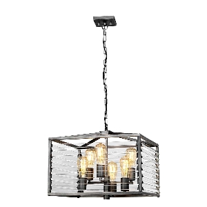 Louvre 6 Light Pendant - Painted Gunmetal von Elstead