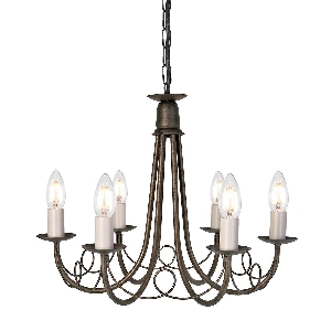 Elstead Minster 6 Light Chandelier - Black/ Gold Patina MN6-BLK-GOLD