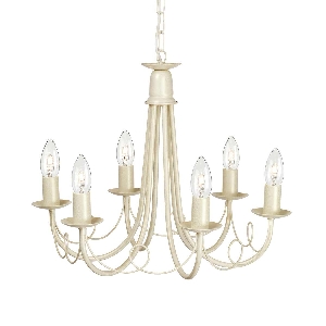 Elstead Minster 6 Light Chandelier - Ivory/ Gold Patina MN6-IV-GOLD