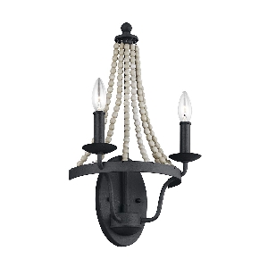 Elstead Nori 2 Light Wall Light - Dark Weathered Zinc with Driftwood Grey FE-NORI2-DWZ
