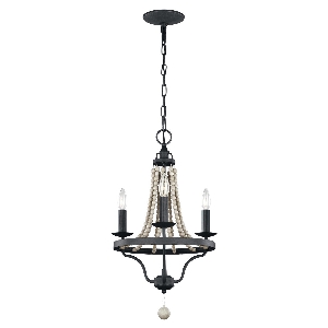 Elstead Nori 3 Light Chandelier - Dark Weathered Zinc with Driftwood Grey FE-NORI3-DWZ