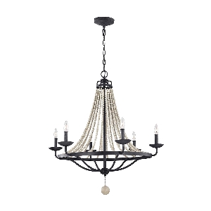 Elstead Nori 6 Light Chandelier - Dark Weathered Zinc with Driftwood Grey FE-NORI6-DWZ