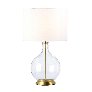 Elstead Orb 1 Light Tischleuchte (komplett mit weißem Schirm) - Messing gealtert mit weißem Schirm ORB-CLEAR-AB-WHT