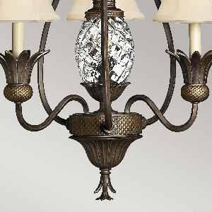 Serie PLANTATION VON ALLE von Alle von Elstead Plantation 3 Licht Kronleuchter - Perle Bronze HK-PLANT3-PZ