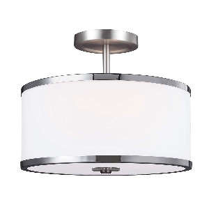 Elstead Prospect Park 2 Light Semi-Flush - Satin Nickel mit Chrom FE-PROSPECT-PARK-SF