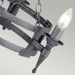 Serie SAXON VON ELSTEAD von Elstead von Elstead Saxon 3 Licht Kronleuchter - Schwarz/Silber Patina SAX3-BLK-SIL