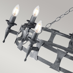 Serie SAXON VON ELSTEAD von Elstead von Elstead Saxon 8 Licht Kronleuchter - Schwarz/Silber Patina SAX8-BLK-SIL