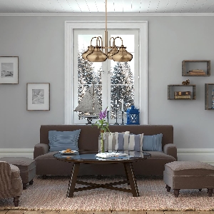 Serie CONGRESS VON ELSTEAD von Elstead von Elstead Congress 4 Light Kronleuchter - Gebürstetes Karamell HK-CONGRESS4-C-BC