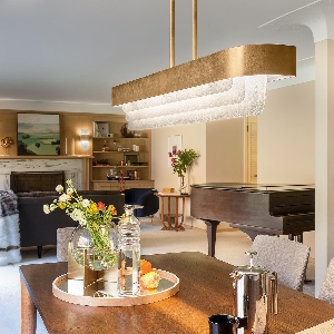 Elstead Hängeleuchte, Pendelleuchten & Hängelampen von Elstead Serene 2 lt LED-Kronleuchter - Naturmessing KL-SERENE-LED-LP-92-NBR