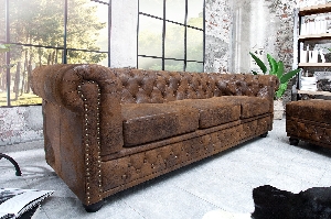 Serie CHESTERFIELD VON CASA ELITE von Casa Élite von Casa Élite Sofa CHESTERFIELD 3-Sitzer antik braun 17382