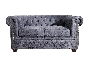 Sofa CHESTERFIELD 2-Sitzer Antik-Look Mikrofaser Grau von Casa Élite