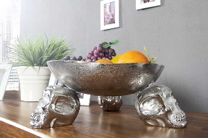 Obstschale SKULL 35cm Aluminium silber von Casa Élite