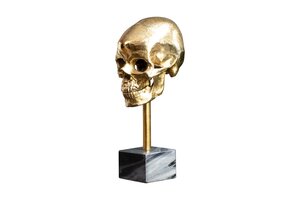 Casa Élite von Casa Élite Skulptur SKULL gold mit Marmorsockel 40908