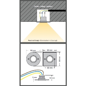  von dot-spot object-light 230 V, quadratisch, Alu matt, klare Linse,  warmweiß 10101.830.01.01