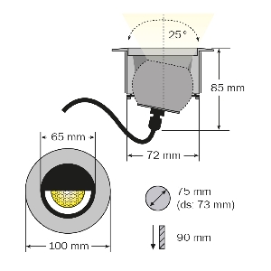 Einbauleuchten & Einbaulampen von dot-spot LED Einbaustrahler, reduzierte Blendung, Innenseite geschwärzt, mit Wabenblendschutz, dimmbar 30811.099.25.33