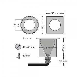 Einbauleuchten & Einbaulampen von dot-spot LED Einbaustrahler, runde Blende, Gehäuse V4A Edelstahl, schwarz matt emailiert, dimmbar 32111.927.99.33