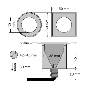 dot-spot Moderne von dot-spot brilliance-midi narrow LED Einbaustrahler, quadratisch, engstrahlend, blendfrei 33201.840.10.34