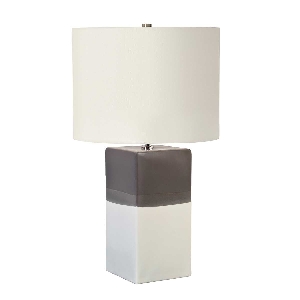 Elstead Alba 1 leichte Tischleuchte - Creme mit hellgrauem Schirm ALBA-TL-CREAM
