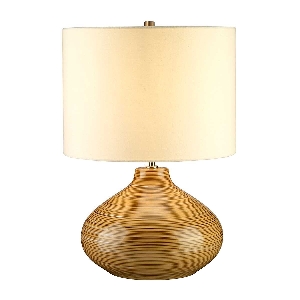 Elstead Bailey 1 Light Tischleuchte - Holz-Effekt mit elfenbeinfarbenem Lampenschirm BAILEY-TL
