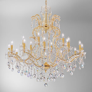 Hängeleuchte, Pendelleuchten & Hängelampen von KOLARZ-Austrolux Leuchten Luster SCHÖNBRUNN, KOLARZ Pure, Gold 24K D 90 cm, Höhe 155 cm, min. Höhe 125 cm, max. Höhe 100 cm, 12+6 flg., E14, 40 W 3844.812+6.3.SpT