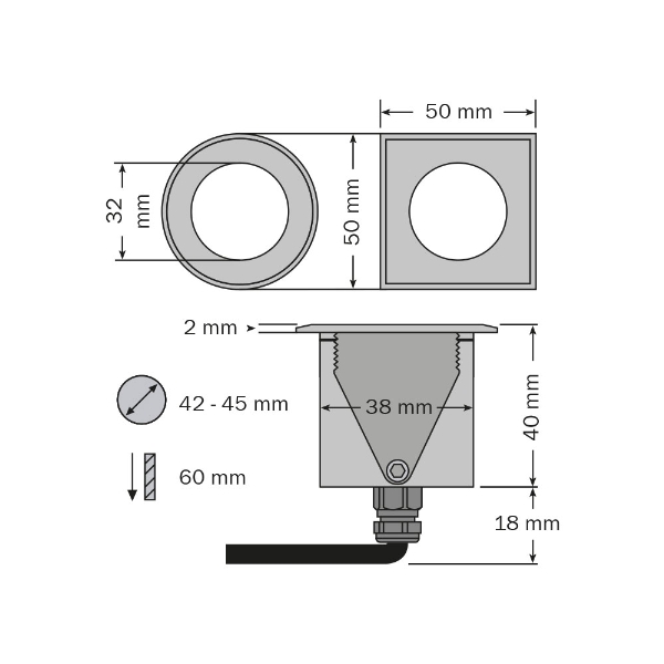 brilliance-midi Foco empotrable LED con protección antideslumbrante en forma de panal, redondo der Firma dot-spot