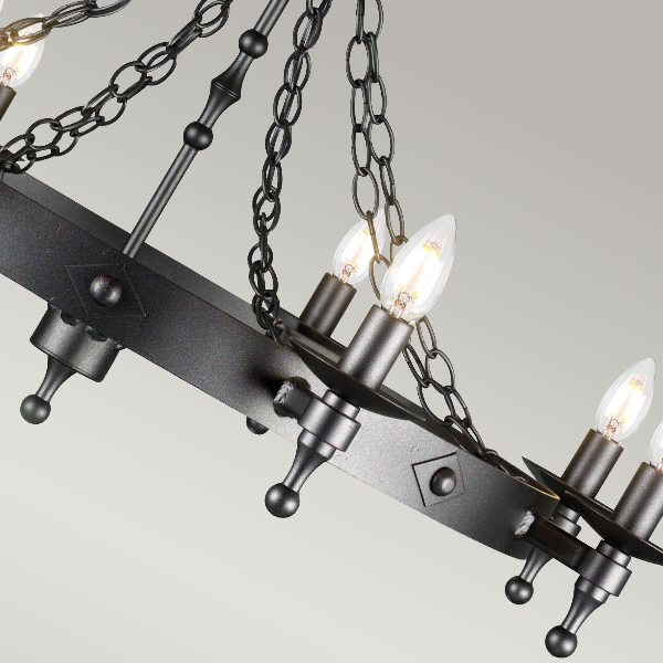 Warwick 8 Light Chandelier - Graphite Black der Firma Elstead