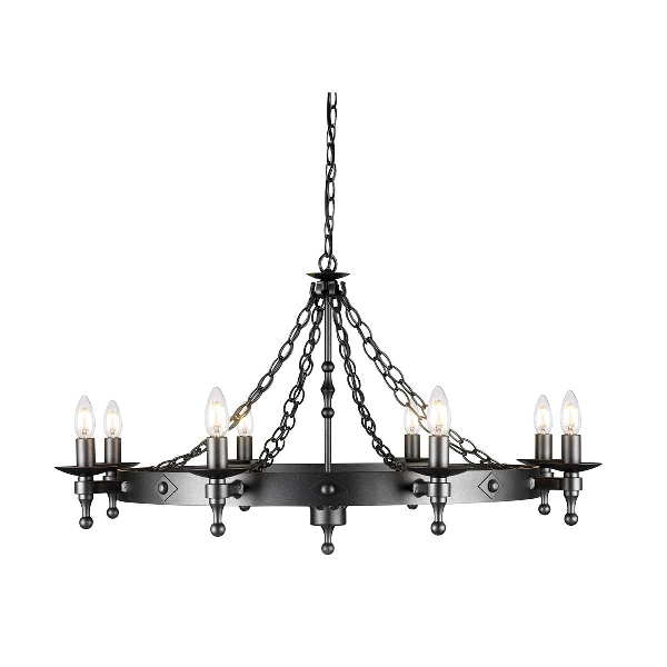 Warwick 8 Light Chandelier - Graphite Black der Firma Elstead