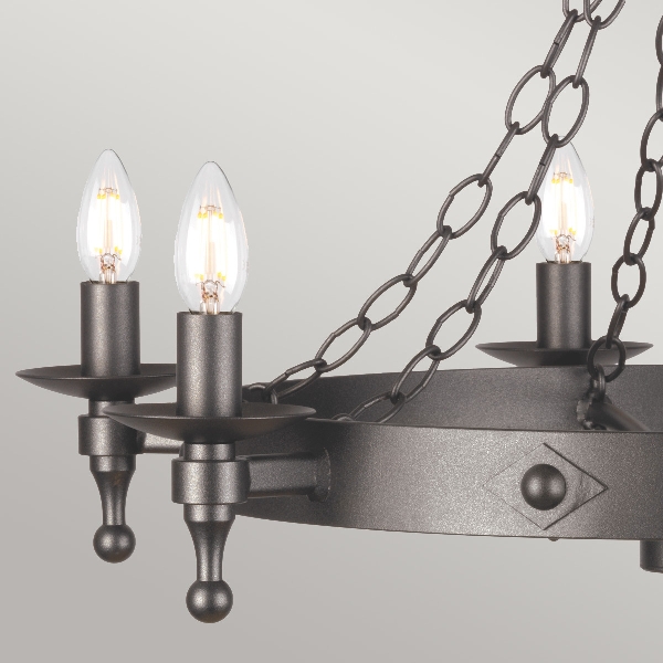 Warwick 6 Light Chandelier - Graphite Black der Firma Elstead
