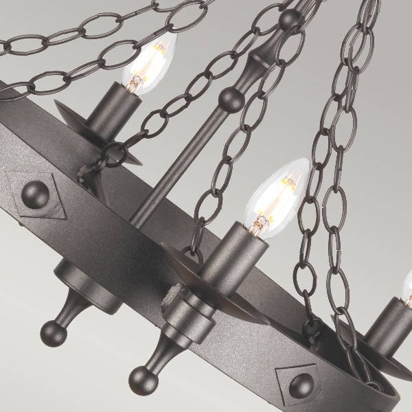 Warwick 6 Light Chandelier - Graphite Black der Firma Elstead