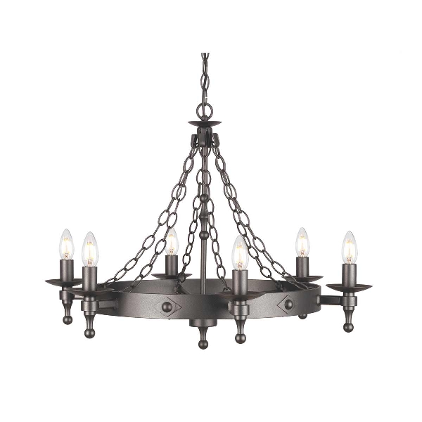 Warwick 6 Light Chandelier - Graphite Black der Firma Elstead