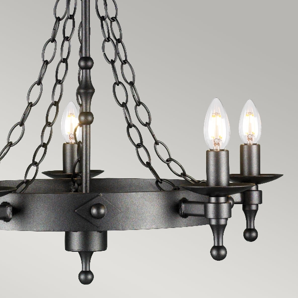 Warwick 5 Licht Kronleuchter - Graphit Schwarz der Firma Elstead