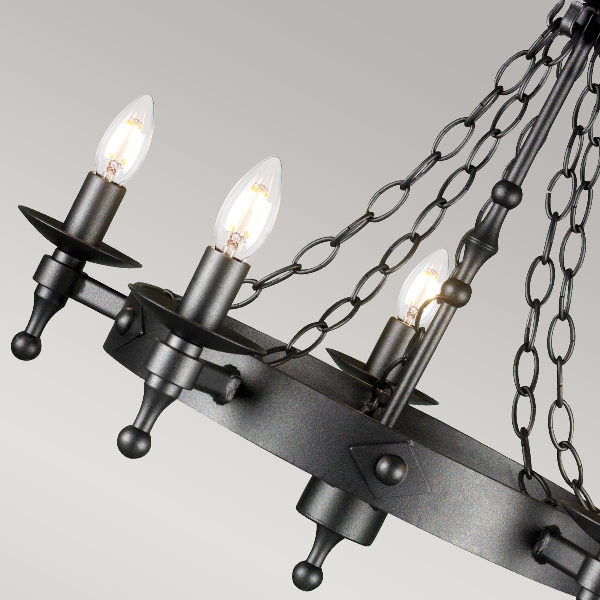 Warwick 5 Licht Kronleuchter - Graphit Schwarz der Firma Elstead