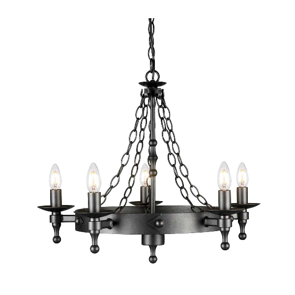Warwick 5 Licht Kronleuchter - Graphit Schwarz der Firma Elstead