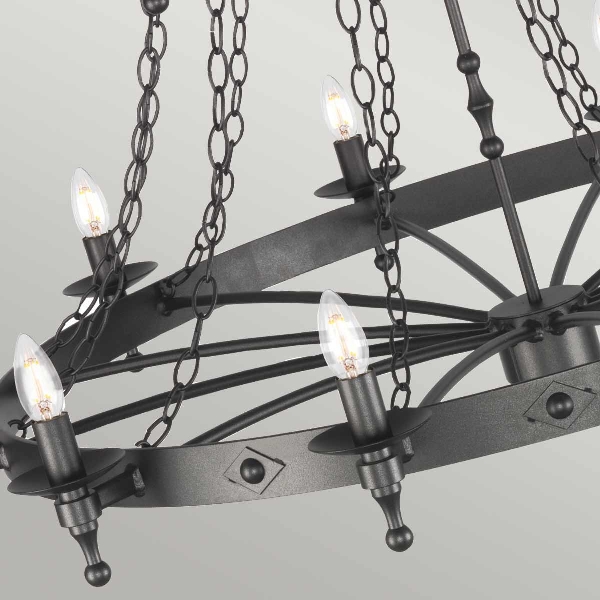 Warwick 18 Licht Kronleuchter - Graphit Schwarz der Firma Elstead