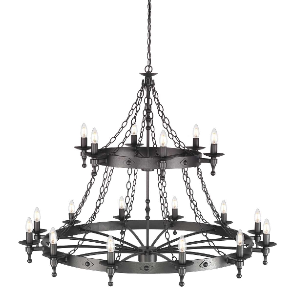 Warwick 18 Licht Kronleuchter - Graphit Schwarz der Firma Elstead