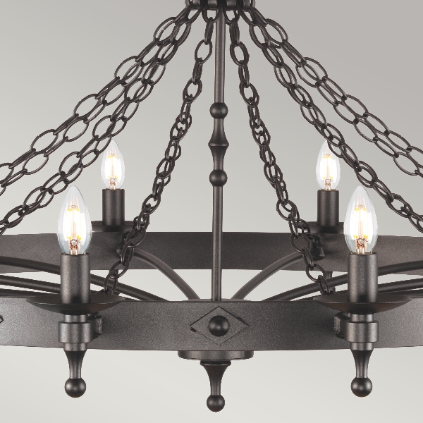 Warwick 12 Licht Kronleuchter - Graphit Schwarz der Firma Elstead
