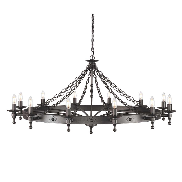 Warwick 12 Licht Kronleuchter - Graphit Schwarz der Firma Elstead