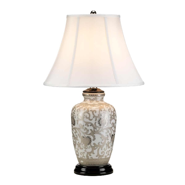 Elstead Silver Thistle 1 Light Tischlampe - Weiß und Silber SILVERTHISTLE-TL