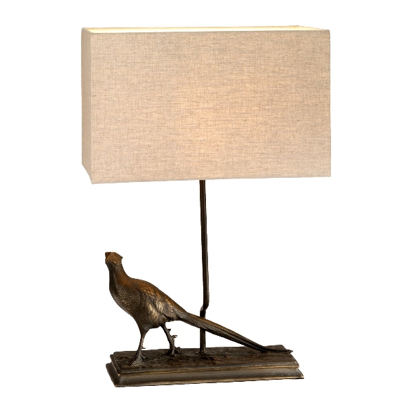 Elstead Halkirk 1 Light Tischlampe mit rechteckigem Schirm - Bronze Patina mit natürlichem Schirm DL-HALKIRK-TL