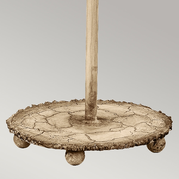 Trellis Tischleuchte - Kitt Patina & Blattsilber mit cremefarbenem und kittfarbenem Lampenschirm der Firma Elstead