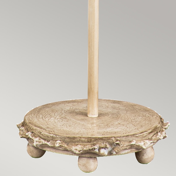 Trellis Stehleuchte - Kitt Patina & Blattsilber mit cremefarbenem und kittfarbenem Lampenschirm der Firma Elstead