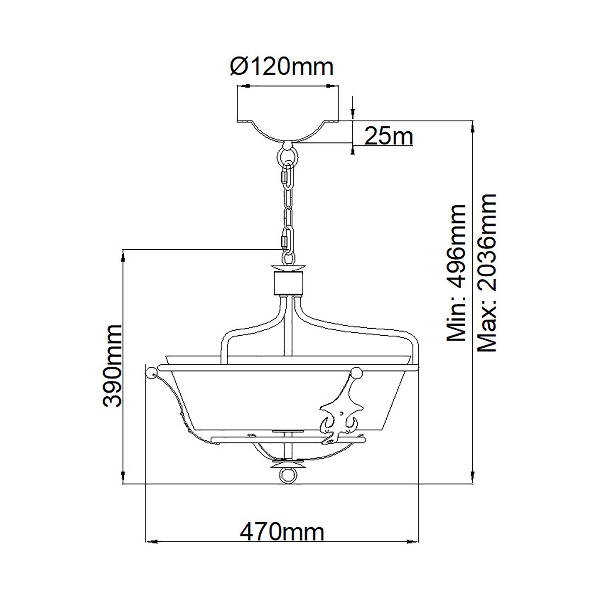 Windsor 3 Light Semi-Flush - Graphit der Firma Elstead