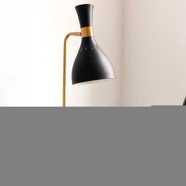 Joan  Tischleuchte - Mitternachtsschwarz / Brüniertes Messing der Firma Elstead