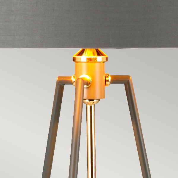 Ferrara Tischleuchte - Dunkelgrau Poliertes Gold mit Grau mit Metallic-Gold-Futter Schirm der Firma Elstead
