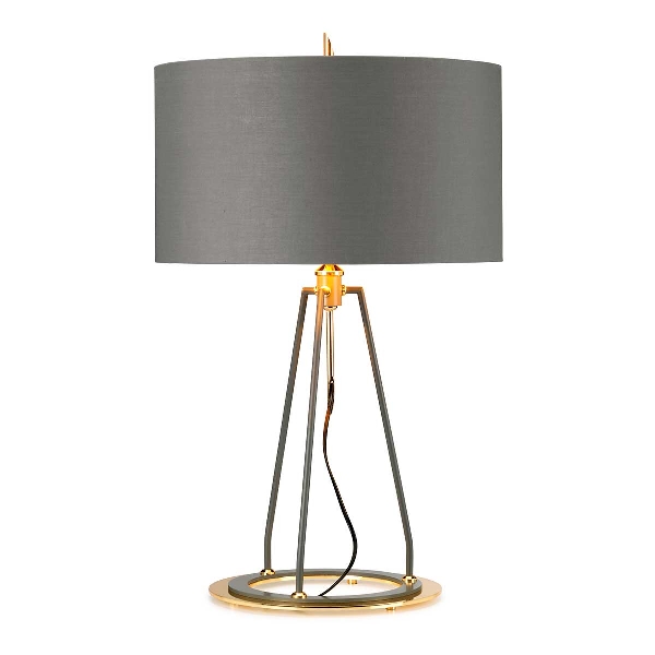 Ferrara Tischleuchte - Dunkelgrau Poliertes Gold mit Grau mit Metallic-Gold-Futter Schirm der Firma Elstead